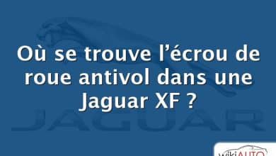 Où se trouve l’écrou de roue antivol dans une Jaguar XF ?